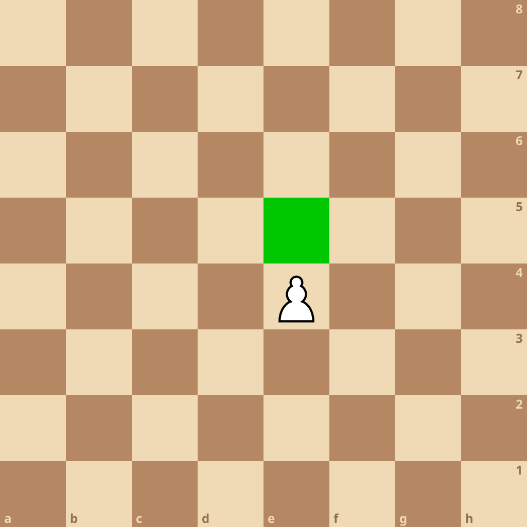 A white pawn on E4 square - computed moves